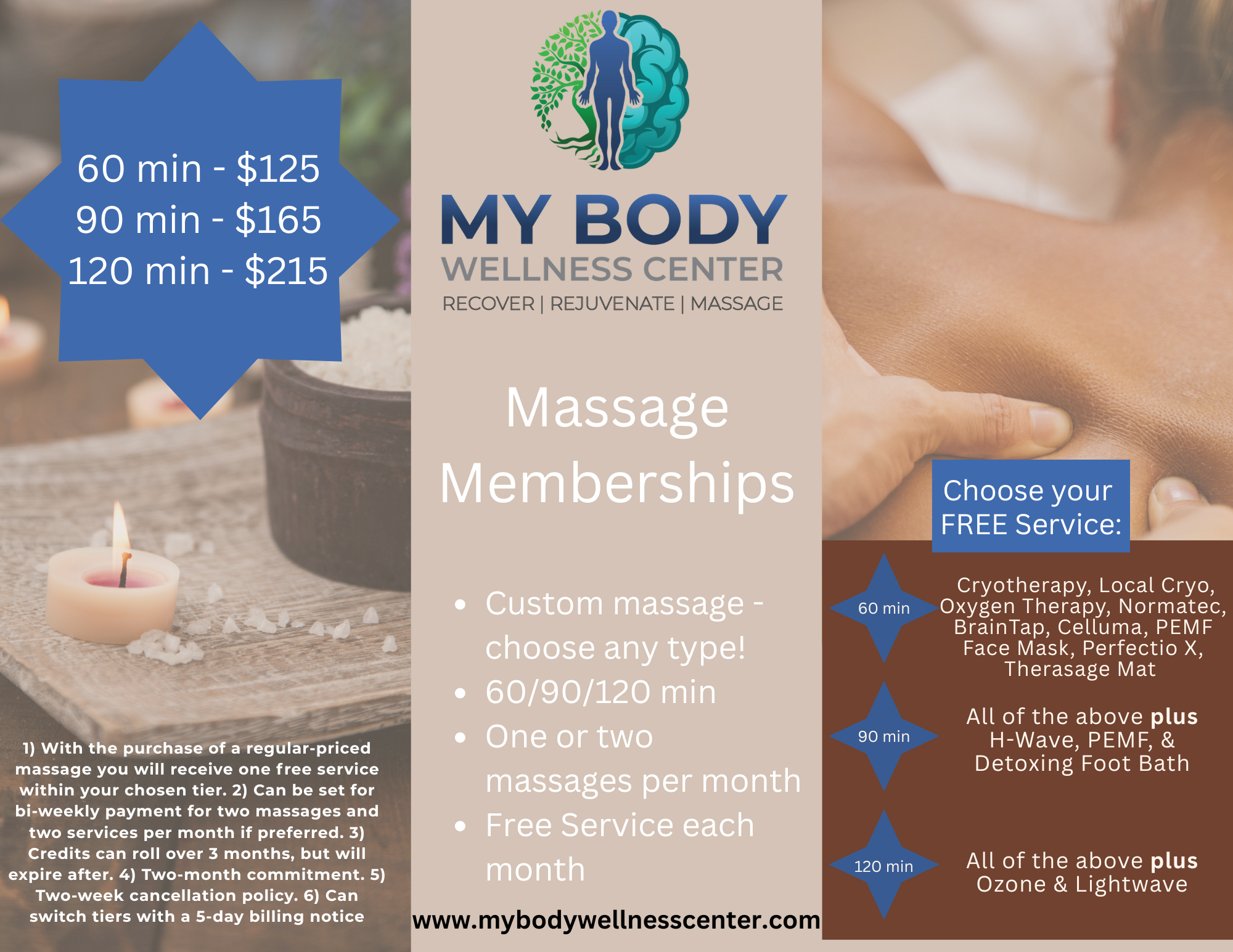Massage Memberships 1 Pricing
